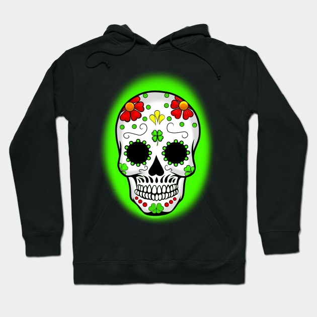 Shamrock sugar skull Hoodie by Art by Eric William.s